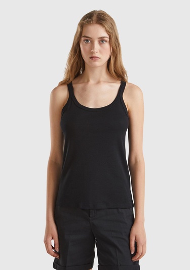  Kadın Siyah %100 Koton Basic Atlet