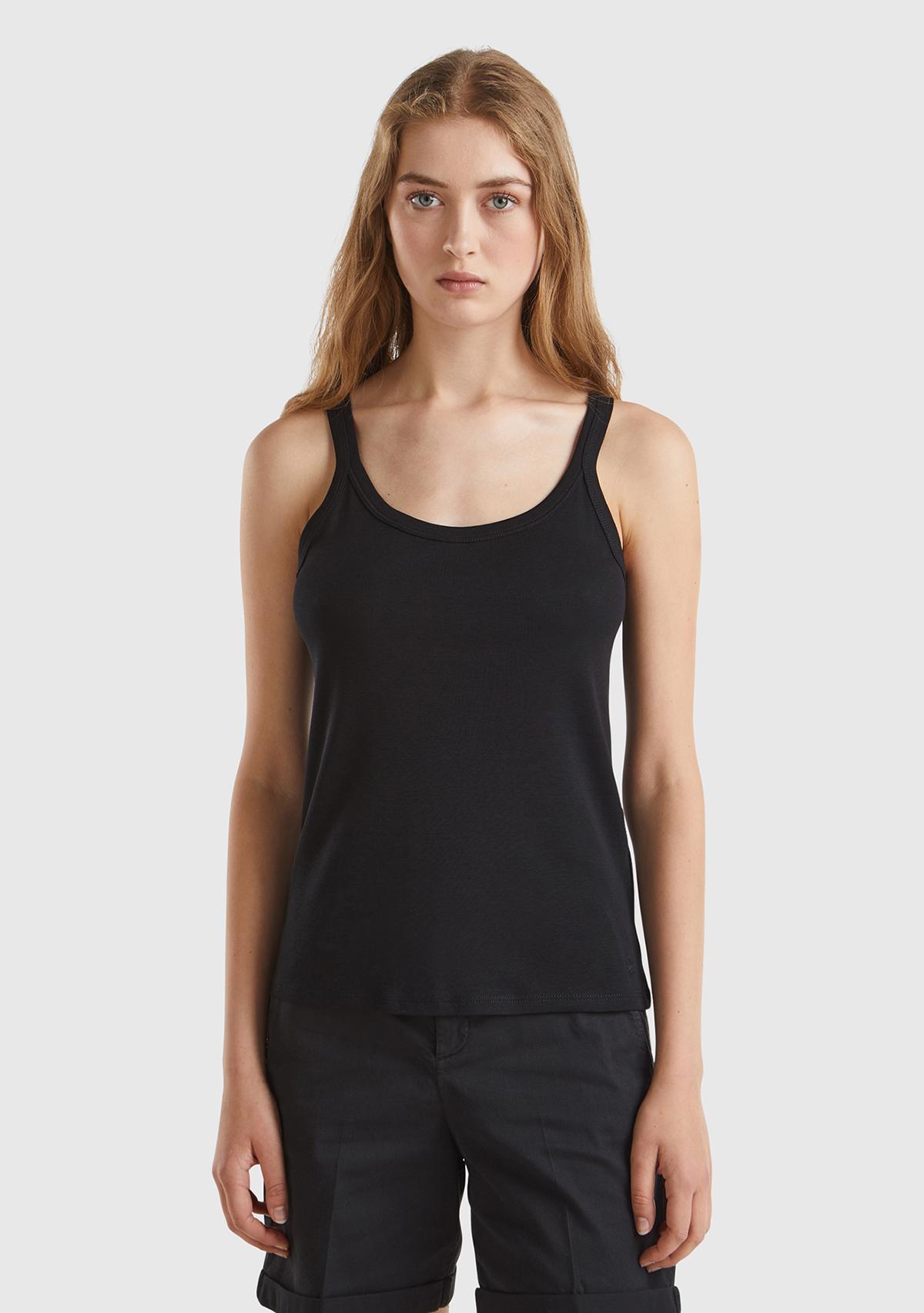  Kadın Siyah %100 Koton Basic Atlet