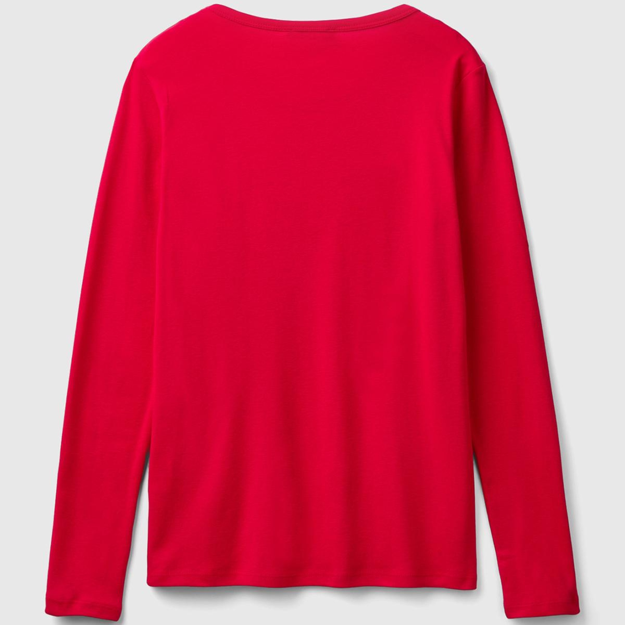 Kadın Kırmızı Basic Bisiklet Yaka Uzun Kollu T-Shirt