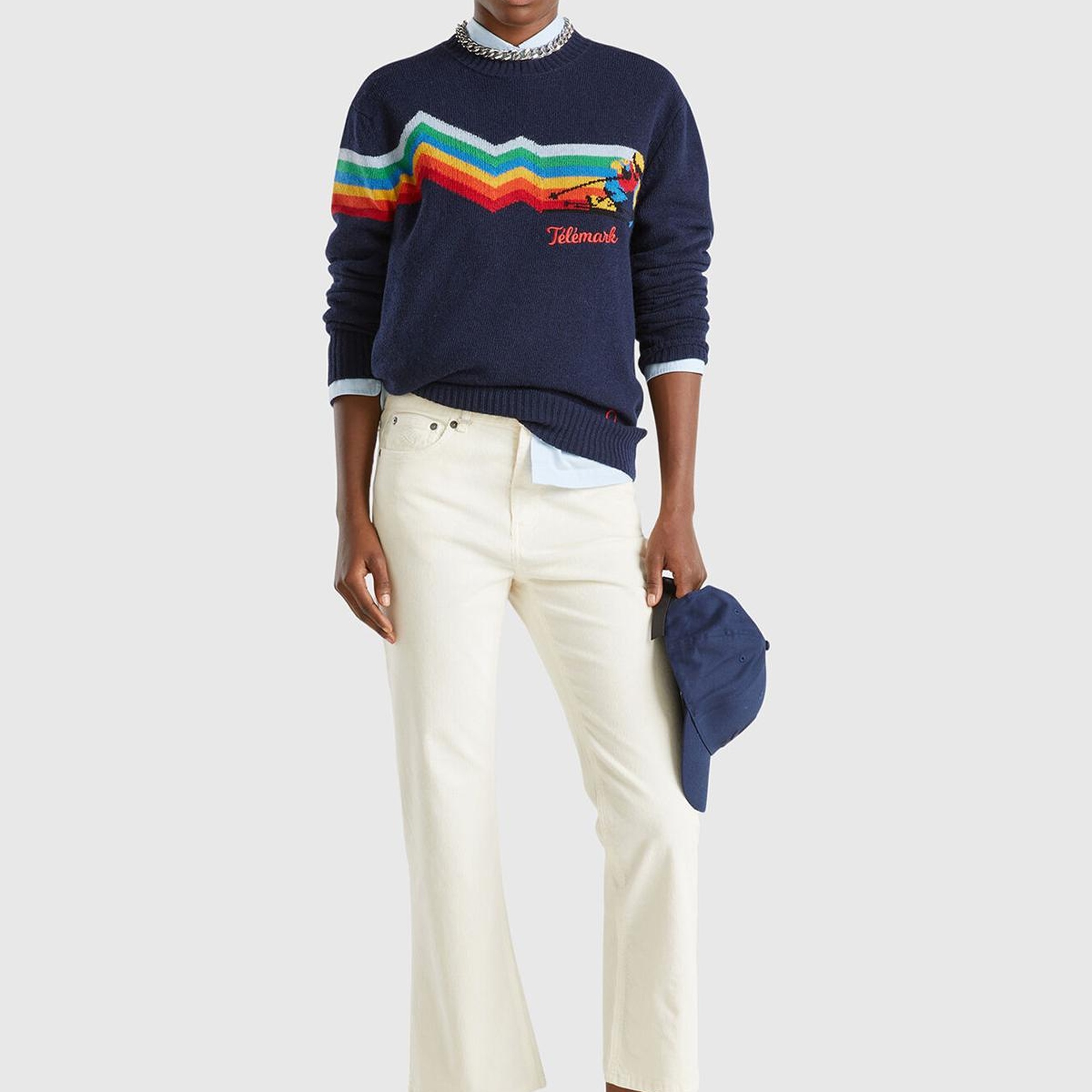 Kadın Beyaz Pamuk Karışımlı 5 Cepli Arkası Logo Etiketli Kadife Pantolon