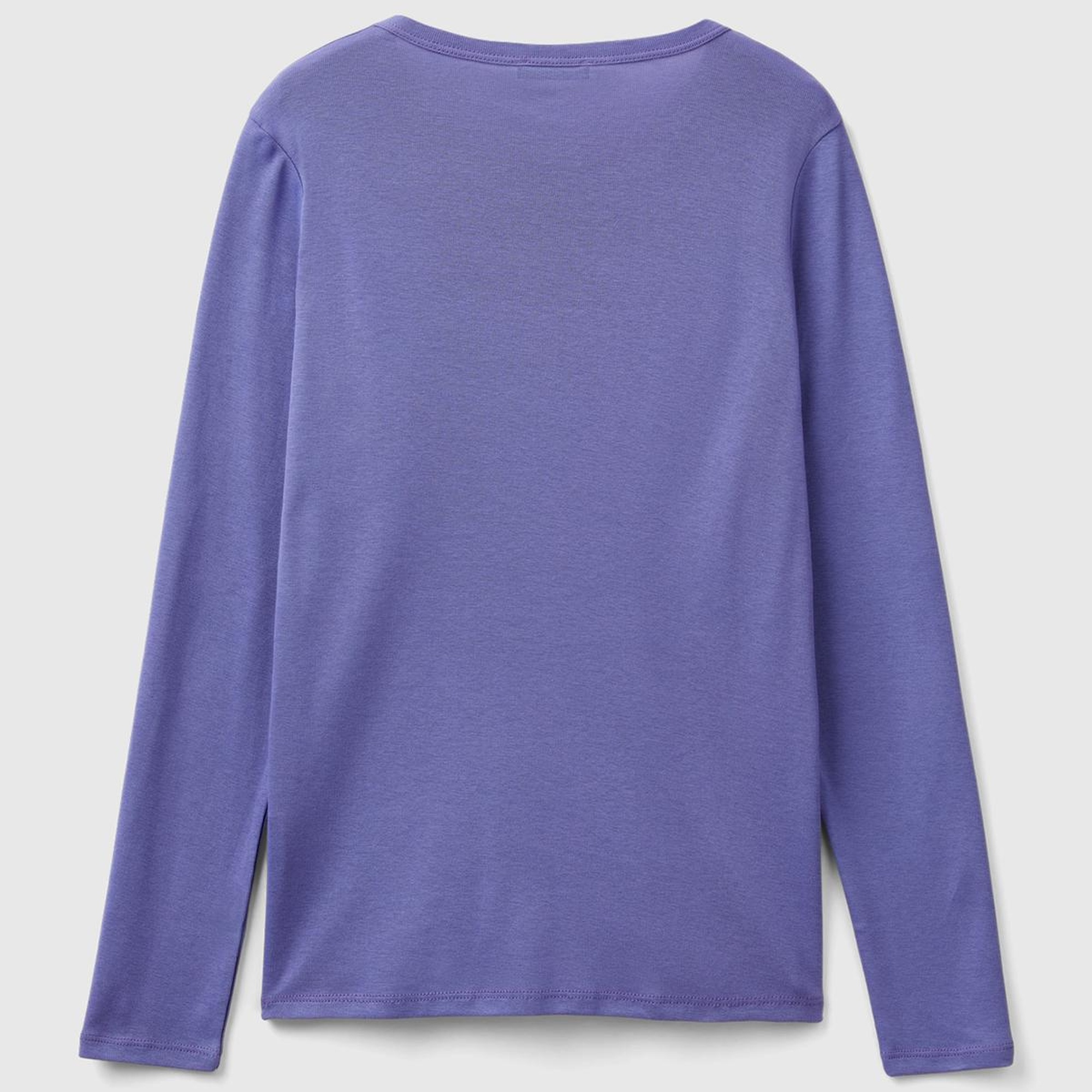 Kadın Mor Basic Bisiklet Yaka Uzun Kollu T-Shirt