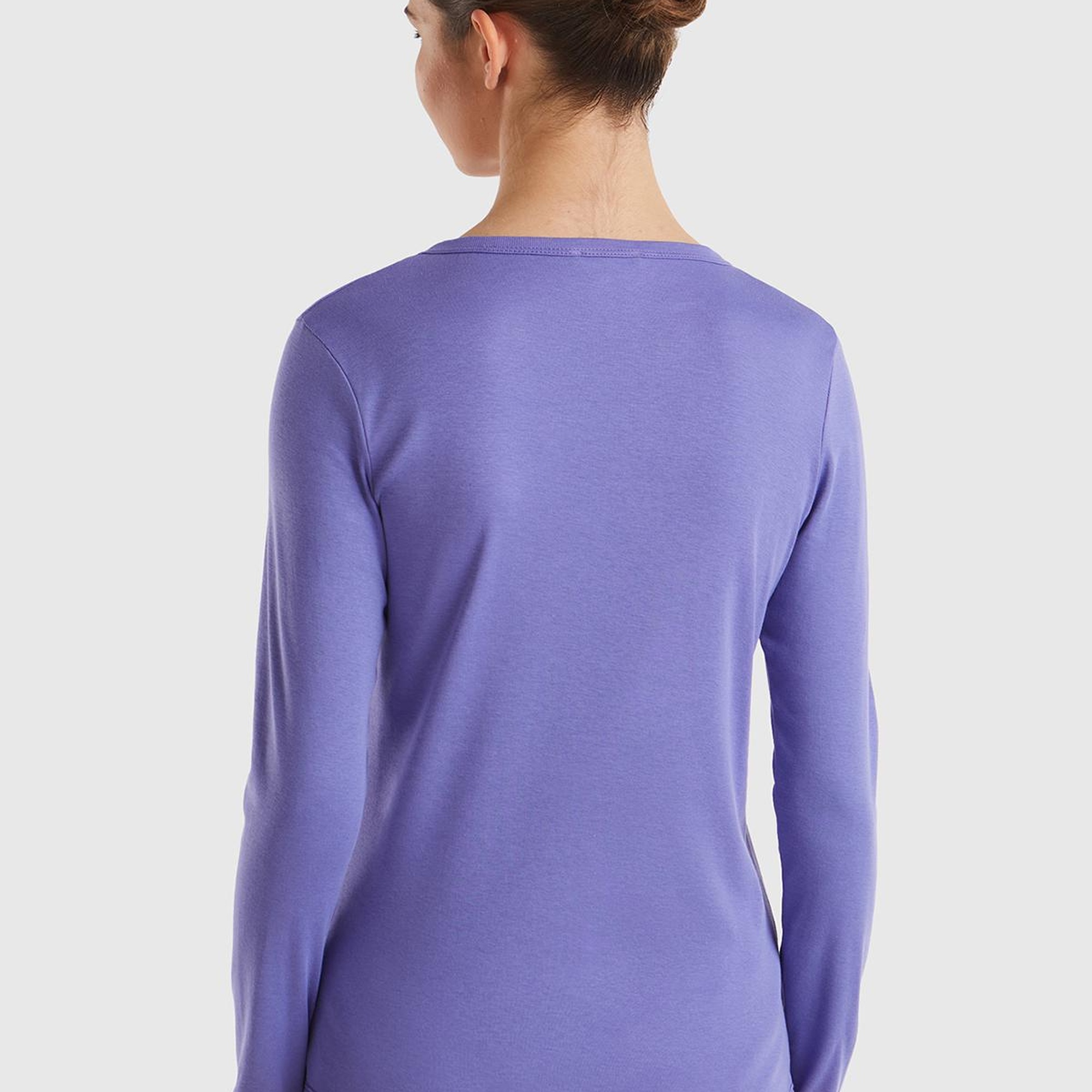 Kadın Mor Basic Bisiklet Yaka Uzun Kollu T-Shirt