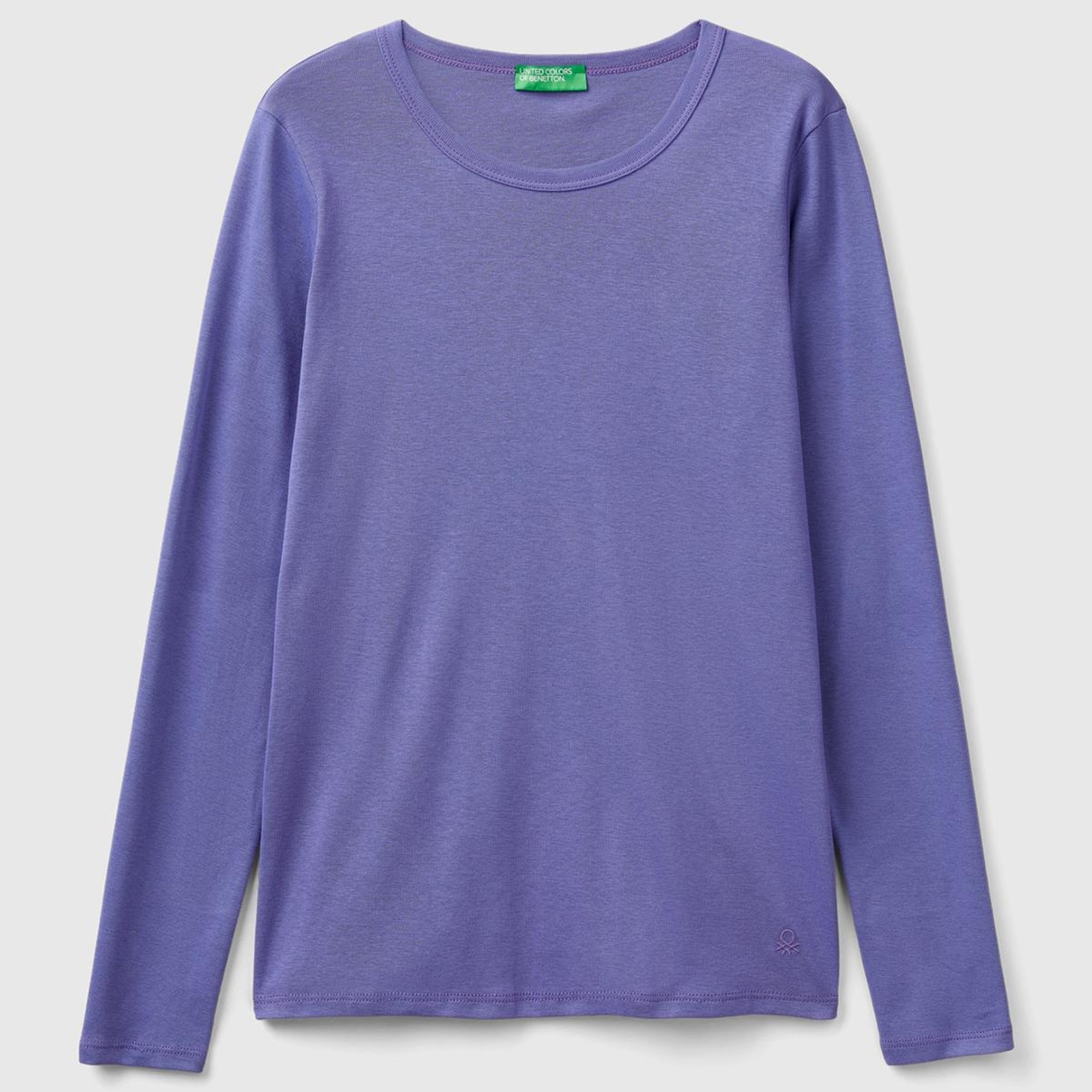 Kadın Mor Basic Bisiklet Yaka Uzun Kollu T-Shirt