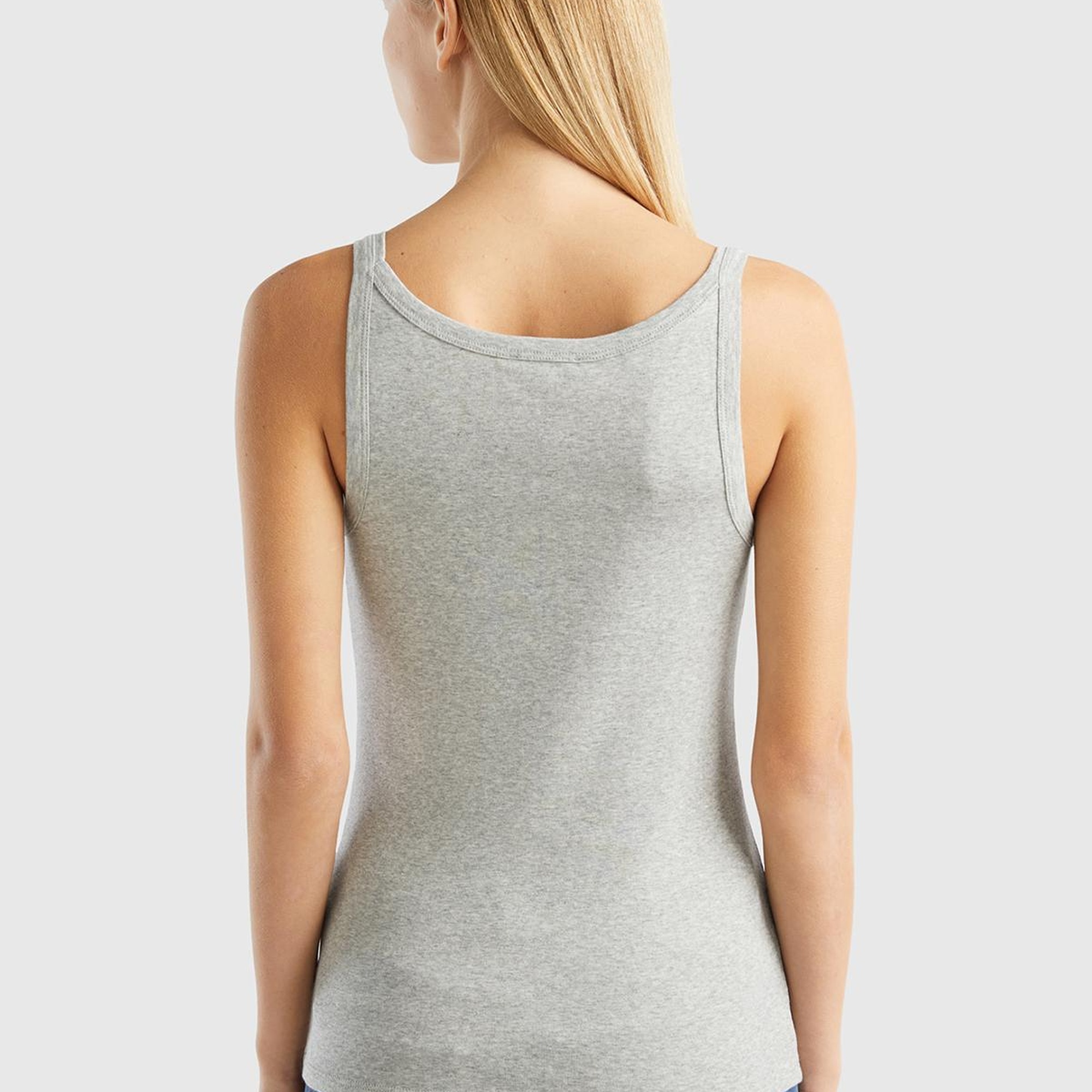 Kadın Gri Melanj %100 Koton Basic Atlet