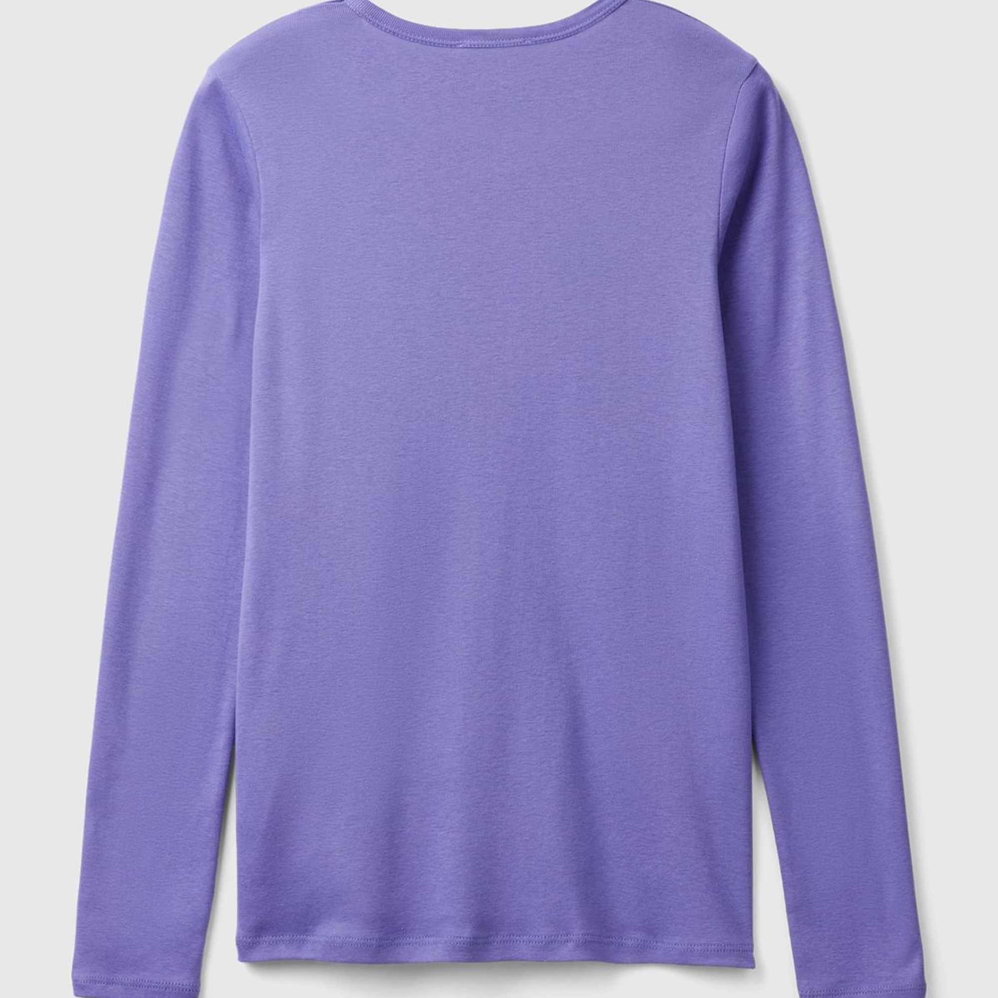 Kadın Mor %100 Koton Bisiklet Yaka Benetton Yazılı Uzun Kollu T-Shirt