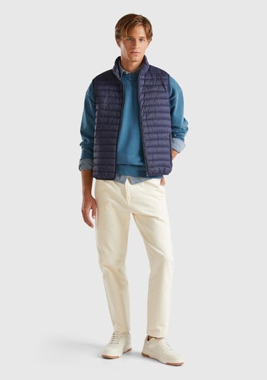  Erkek Krem %100 Pamuk Yanları Cepli Arkası Logo Etiketli Denim Pantolon