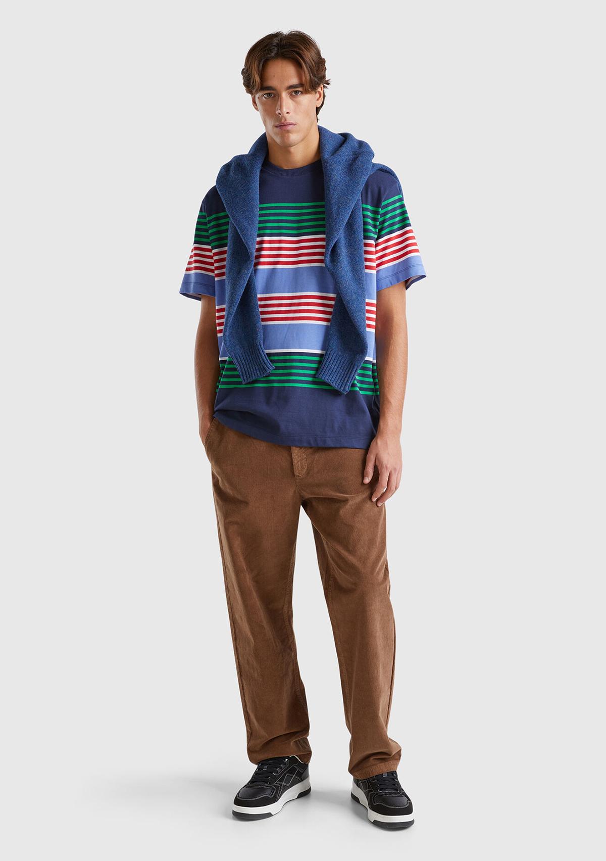  Erkek Kahverengi Pamuk Karışımlı Önü ve Arkası Cepli Büzgü İpli  Kadife Pantolon