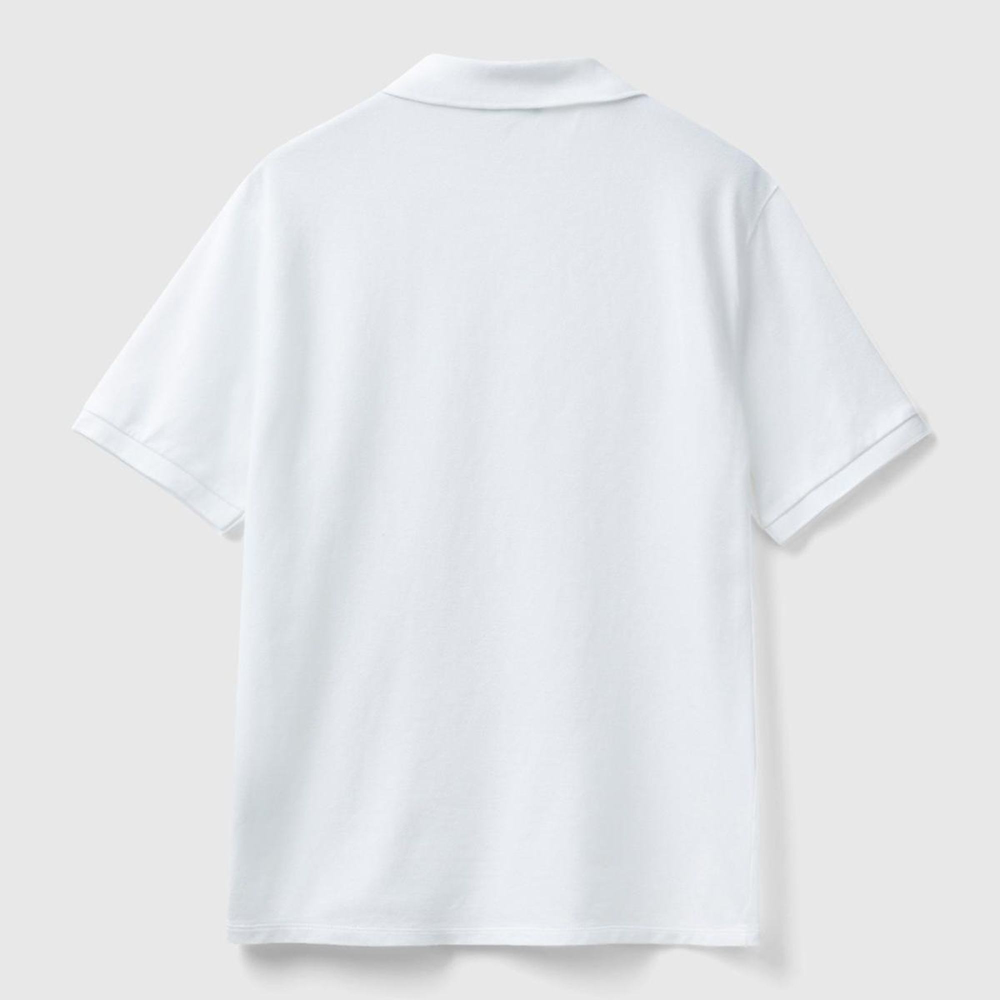 Kadın Beyaz Streç Pamuklu Sol Altı Logo Baskılı Polo T-Shirt