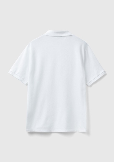  Kadın Beyaz Streç Pamuklu Sol Altı Logo Baskılı Polo T-Shirt