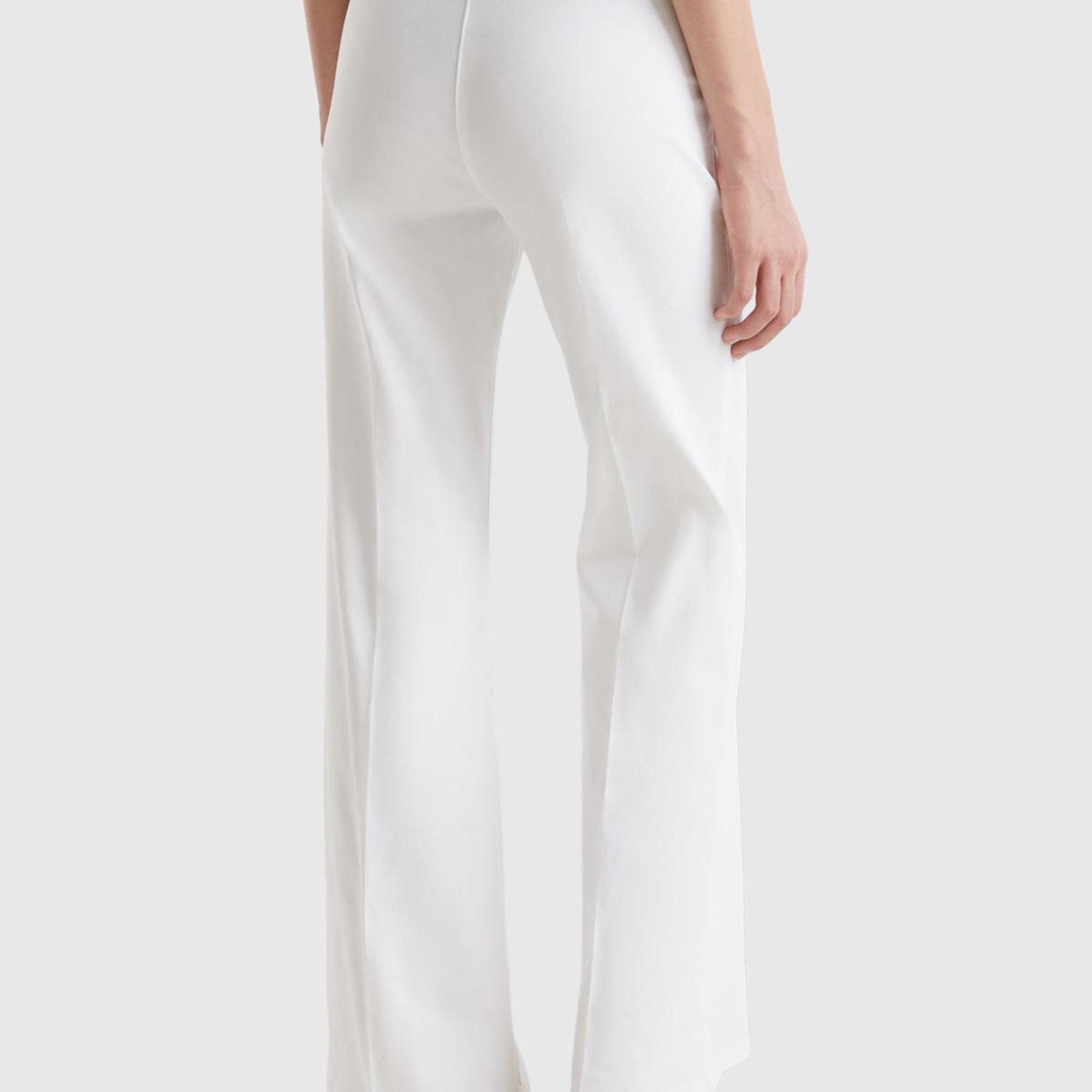 Kadın Beyaz Pamuk Karışımlı Rahat İspanyol Paça Pantolon