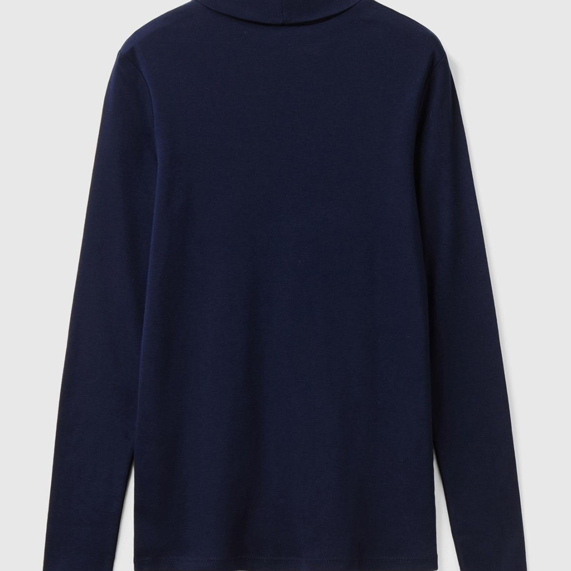 Kadın Lacivert %100 Pamuk Boğazlı Uzun Kollu T-Shirt