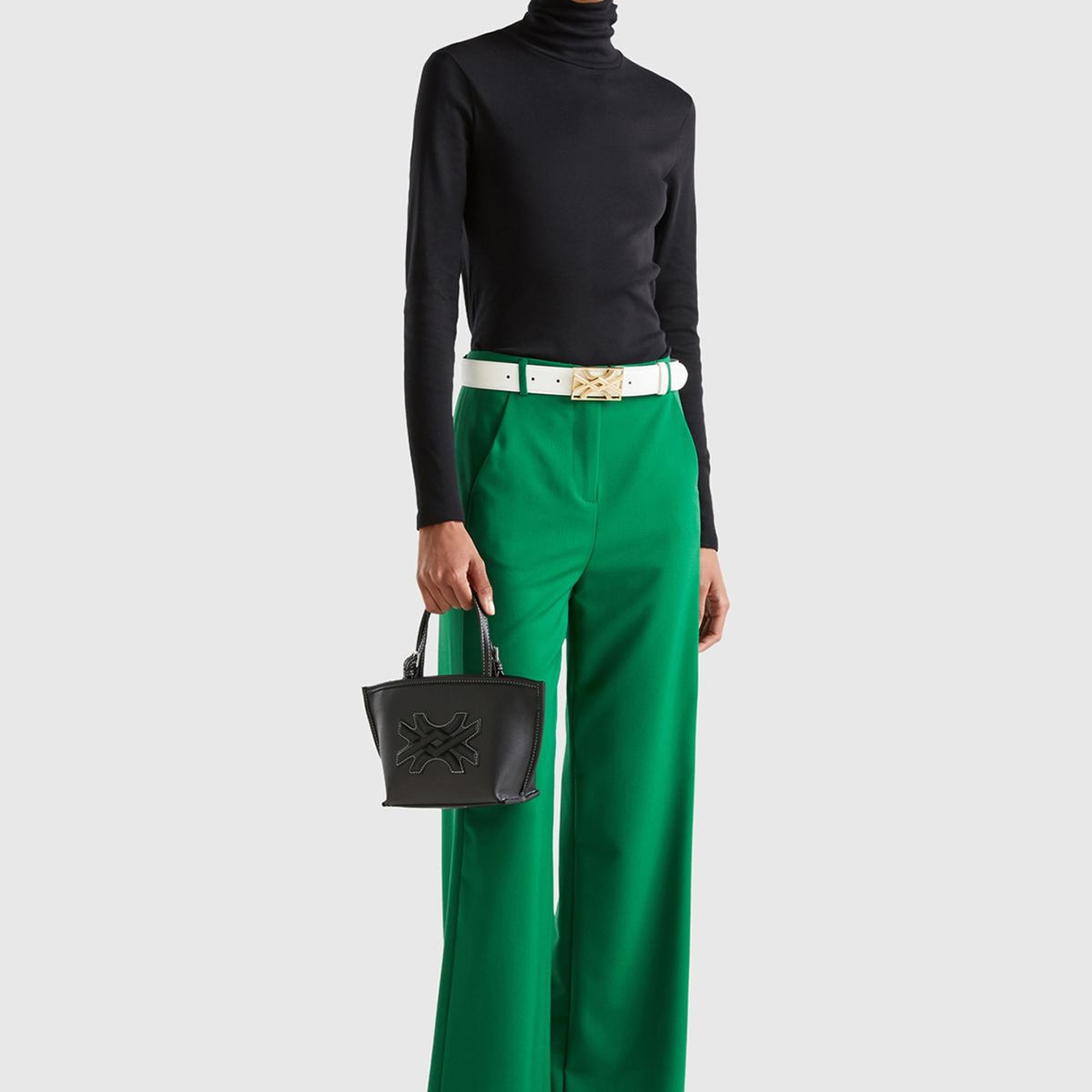 Kadın Siyah %100 Pamuk Boğazlı Uzun Kollu T-Shirt