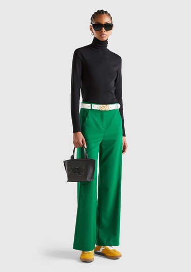  Kadın Siyah %100 Pamuk Boğazlı Uzun Kollu T-Shirt