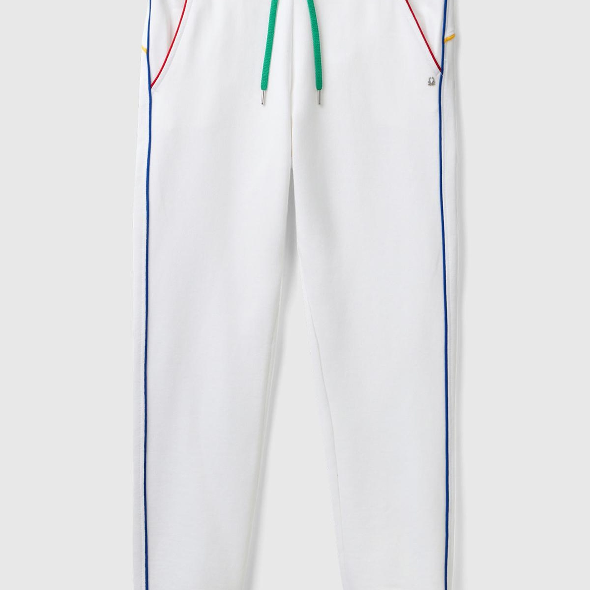 Kadın Beyaz Mix %100 Pamuk Yanları Cepli Beli Büzgülü Jogger Eşofman Altı