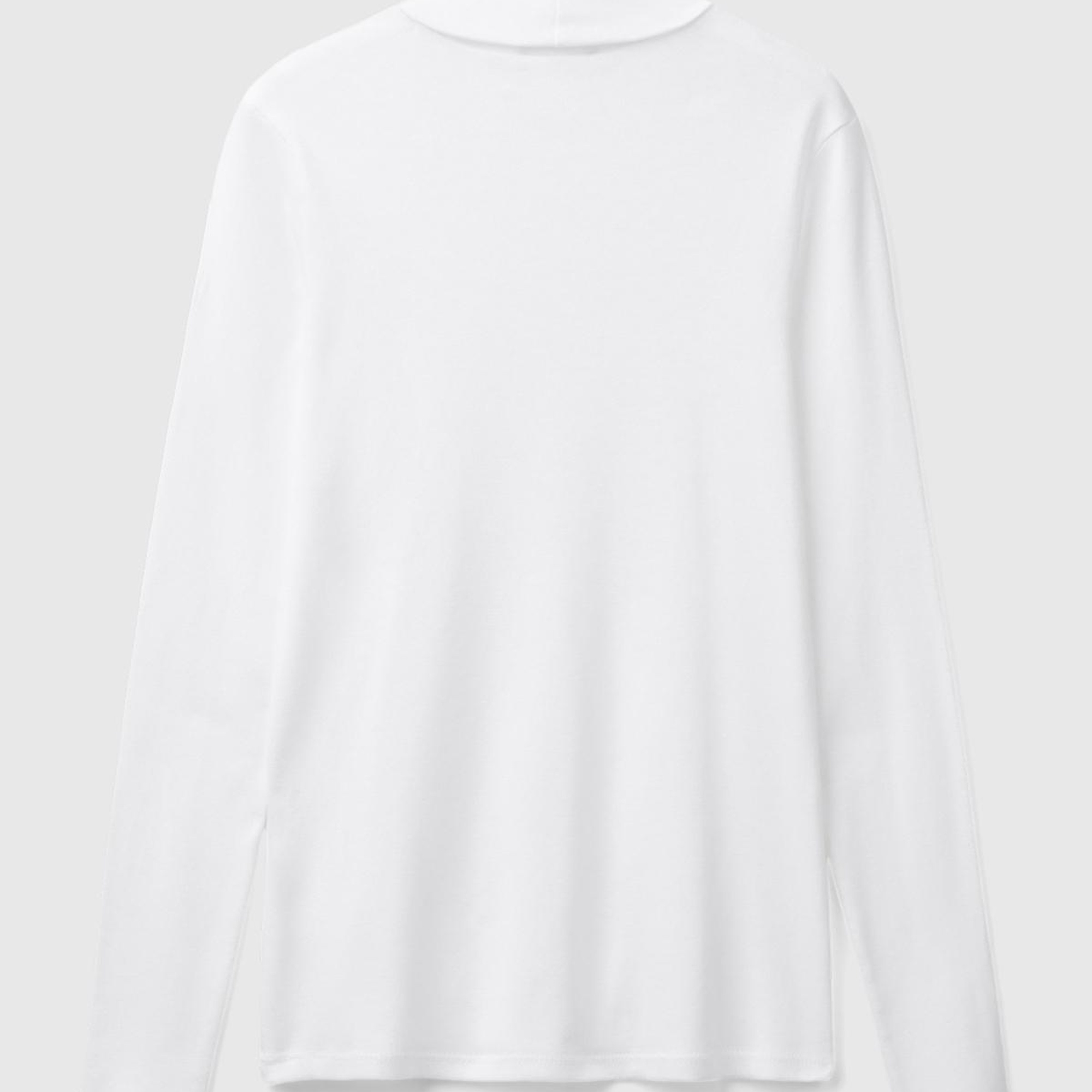 Kadın Beyaz %100 Pamuk Boğazlı Uzun Kollu T-Shirt