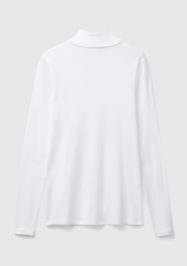  Kadın Beyaz %100 Pamuk Boğazlı Uzun Kollu T-Shirt