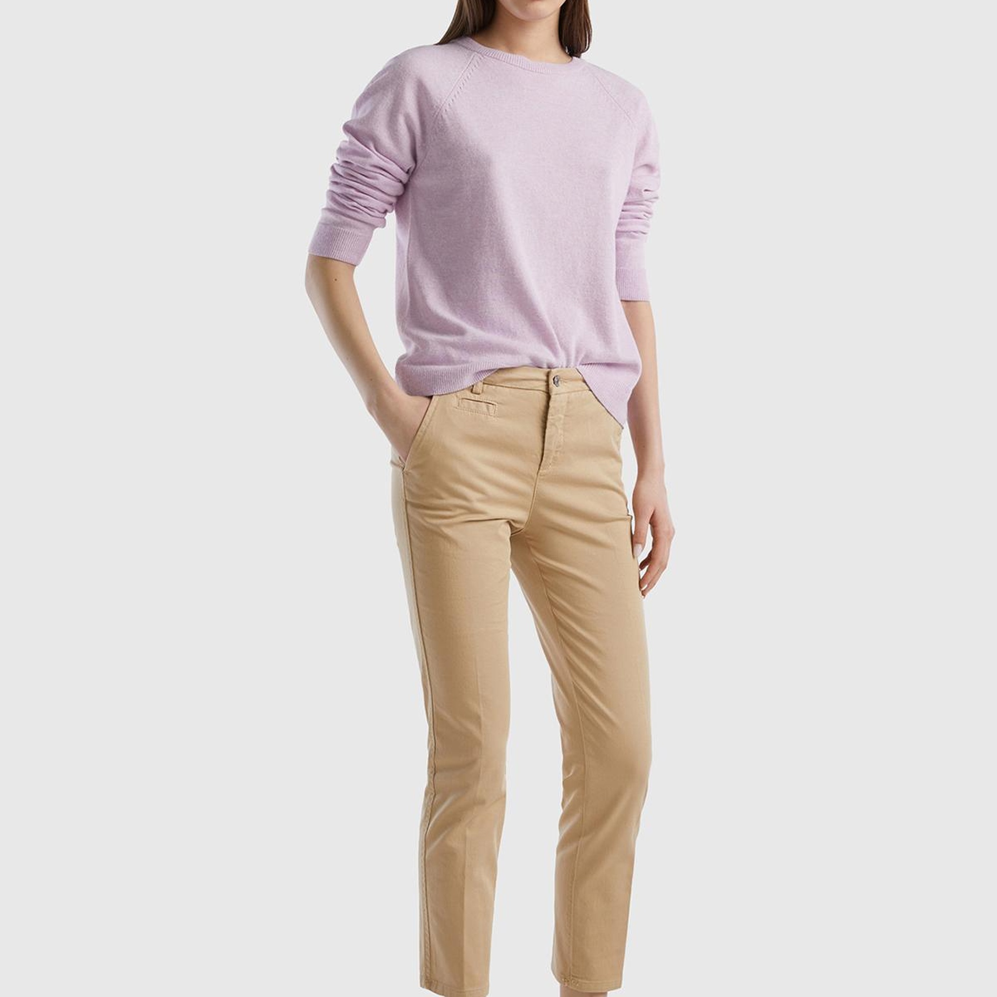 Kadın Vizon Elastanlı Basic Chino Pantolon