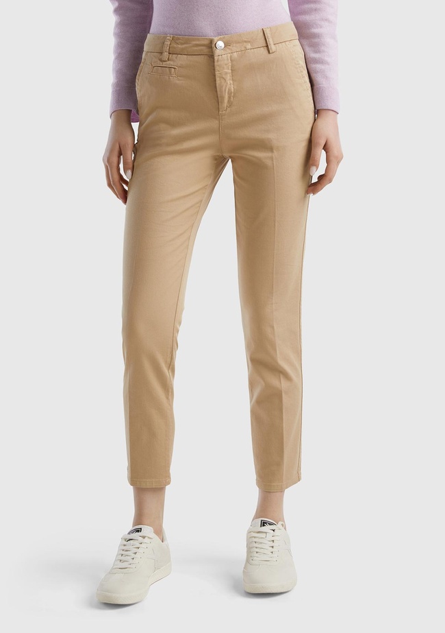  Kadın Vizon Elastanlı Basic Chino Pantolon