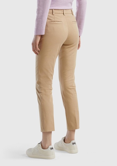  Kadın Vizon Elastanlı Basic Chino Pantolon