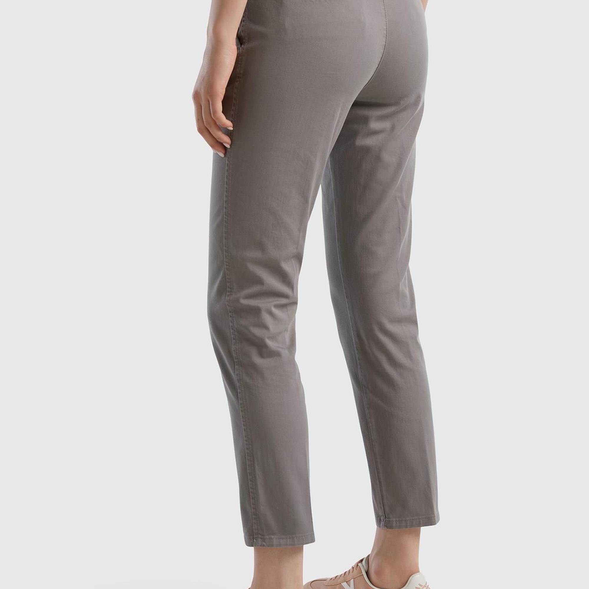 Kadın Gri Elastanlı Basic Chino Pantolon