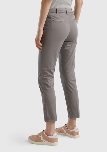 Kadın Gri Elastanlı Basic Chino Pantolon