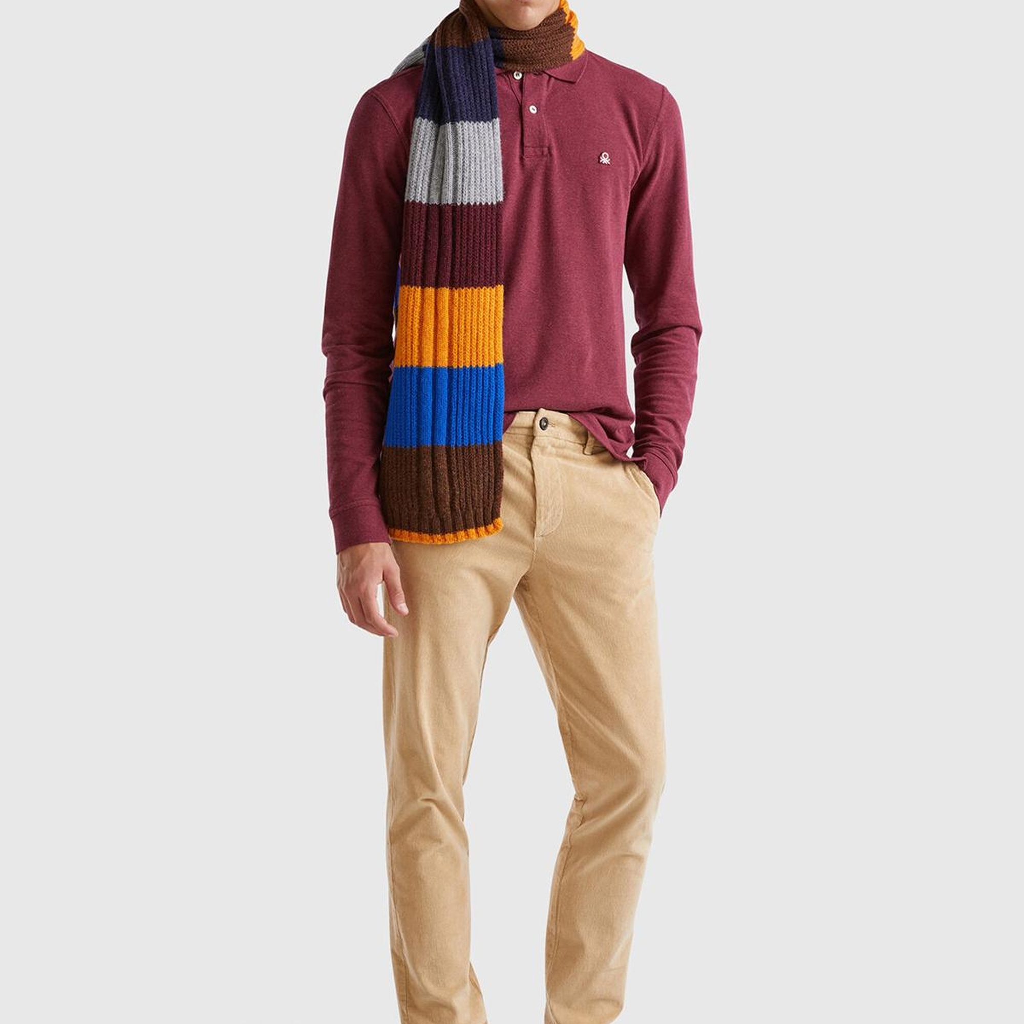 Erkek Bej Pamuk Karışımlı Arkası Biyeli Cepli Dar Kesim Kadife Pantolon