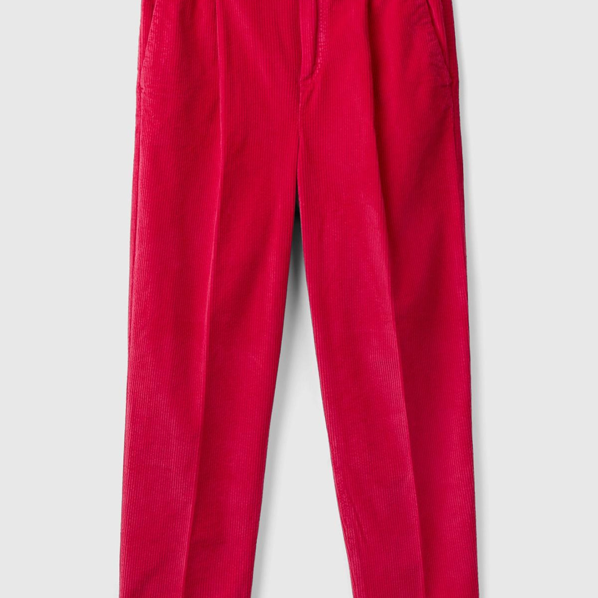 Kadın Kırmızı Beli Lastikli Kadife Pantolon