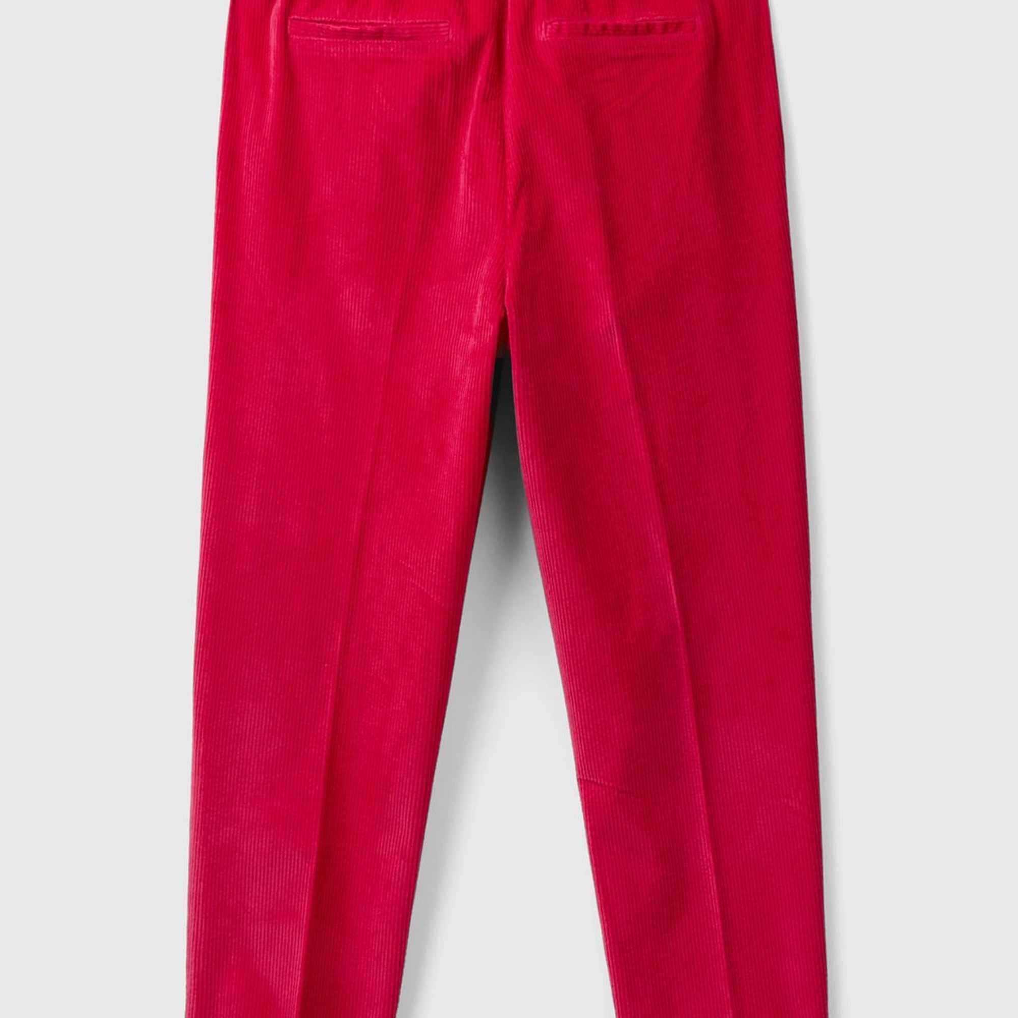 Kadın Kırmızı Beli Lastikli Kadife Pantolon