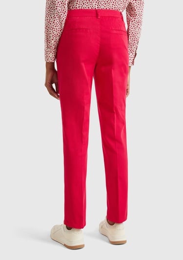  Kadın Kırmızı Elastanlı Basic Chino Pantolon