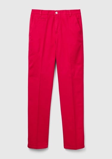  Kadın Kırmızı Elastanlı Basic Chino Pantolon