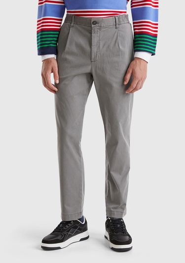  Erkek Antrasit Pamuk Karışımlı Yanları ve Arkası Cep Detaylı Pantolon