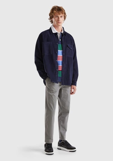  Erkek Antrasit Pamuk Karışımlı Yanları ve Arkası Cep Detaylı Pantolon