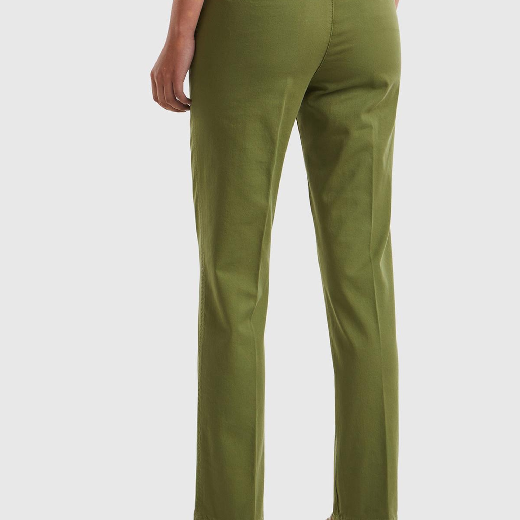 Kadın Haki Elastanlı Basic Chino Pantolon