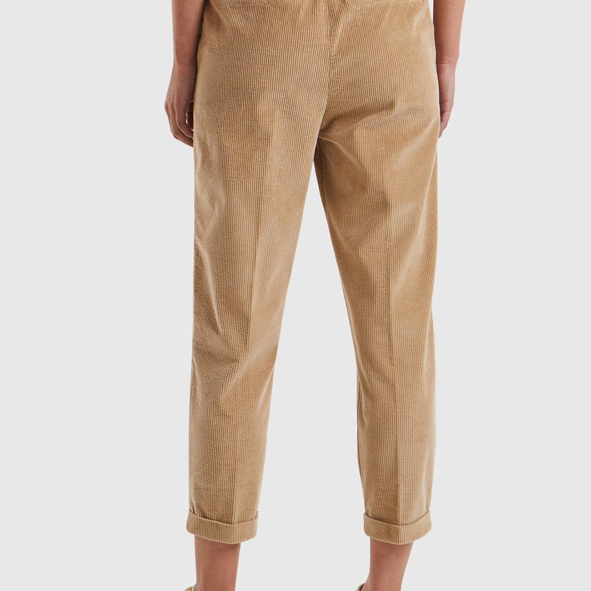 Kadın Taba Beli Lastikli Kadife Pantolon