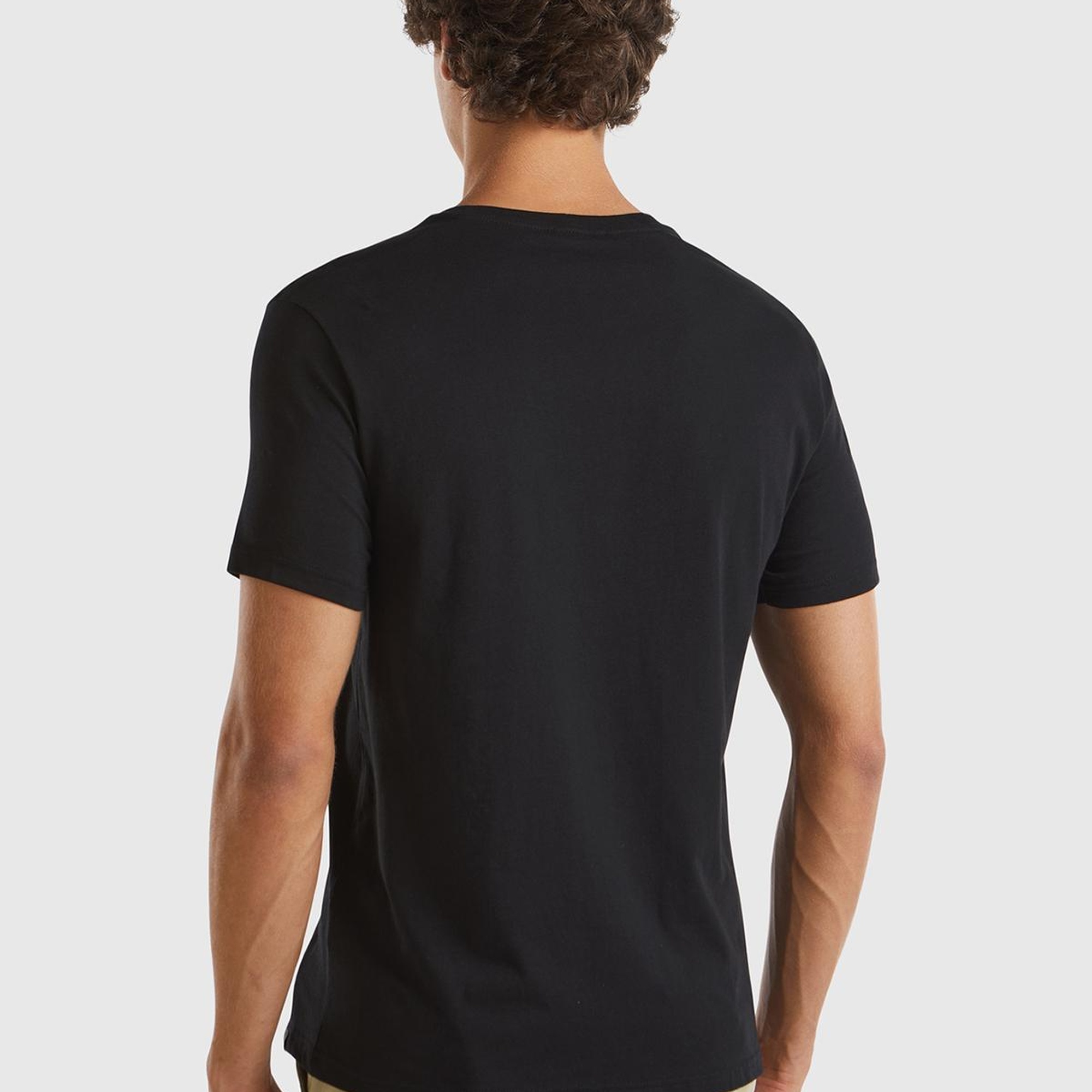 Erkek Siyah %100 Koton Bisiklet Yaka Basic  T-Shirt