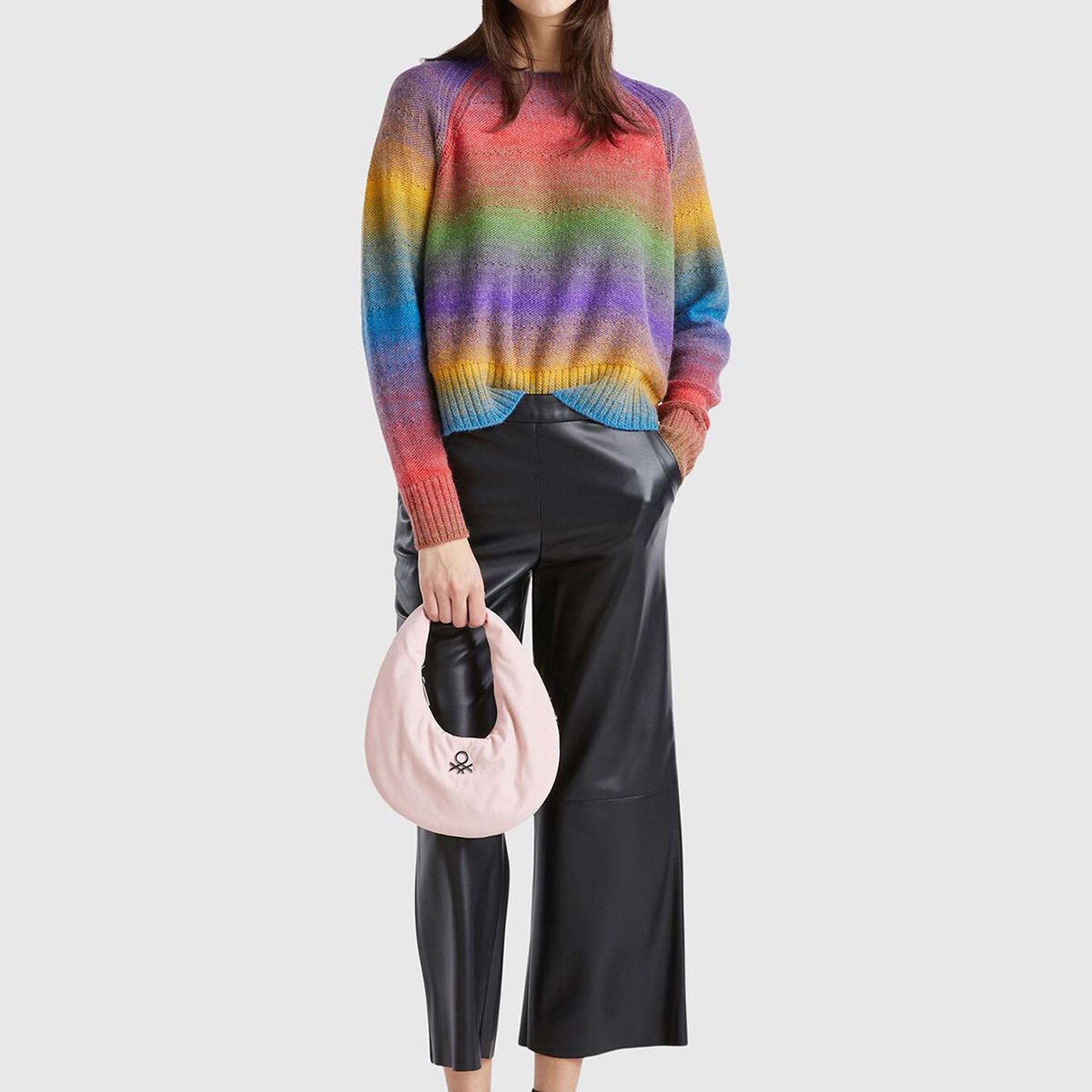 Kadın Siyah Dikiş Detaylı Görünmez Fermuarlı Bol Paça Pantolon