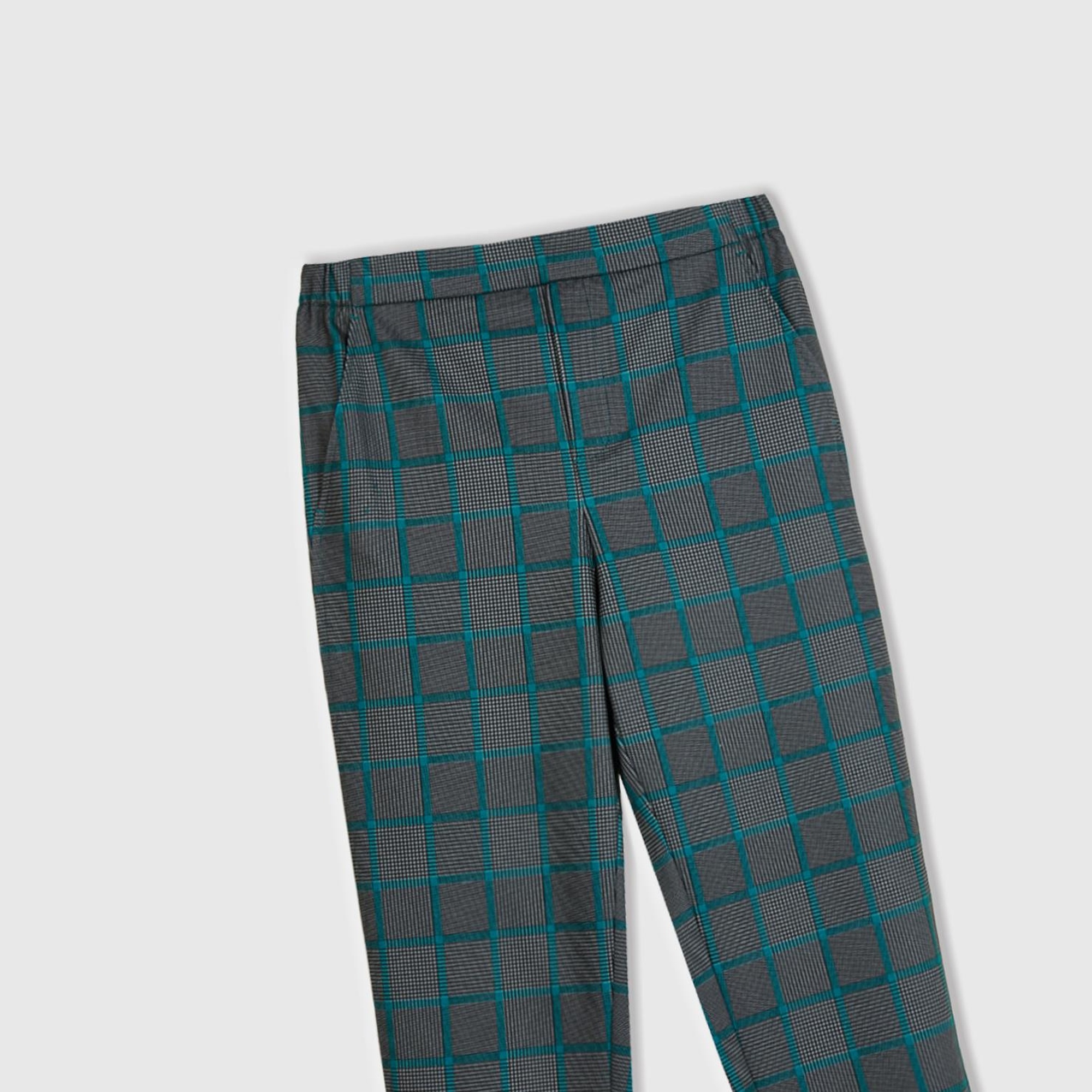 Kadın Gri Mix Viskoz Karışımlı Tamamı Desenli Beli Lastikli Pantolon