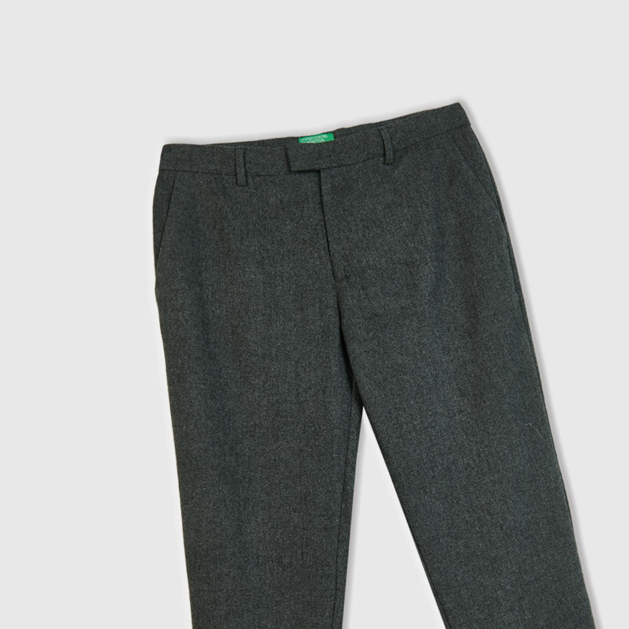 Erkek Antrasit Yün Karışımlı Dar Kesim Pantolon