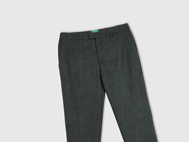  Erkek Antrasit Yün Karışımlı Dar Kesim Pantolon