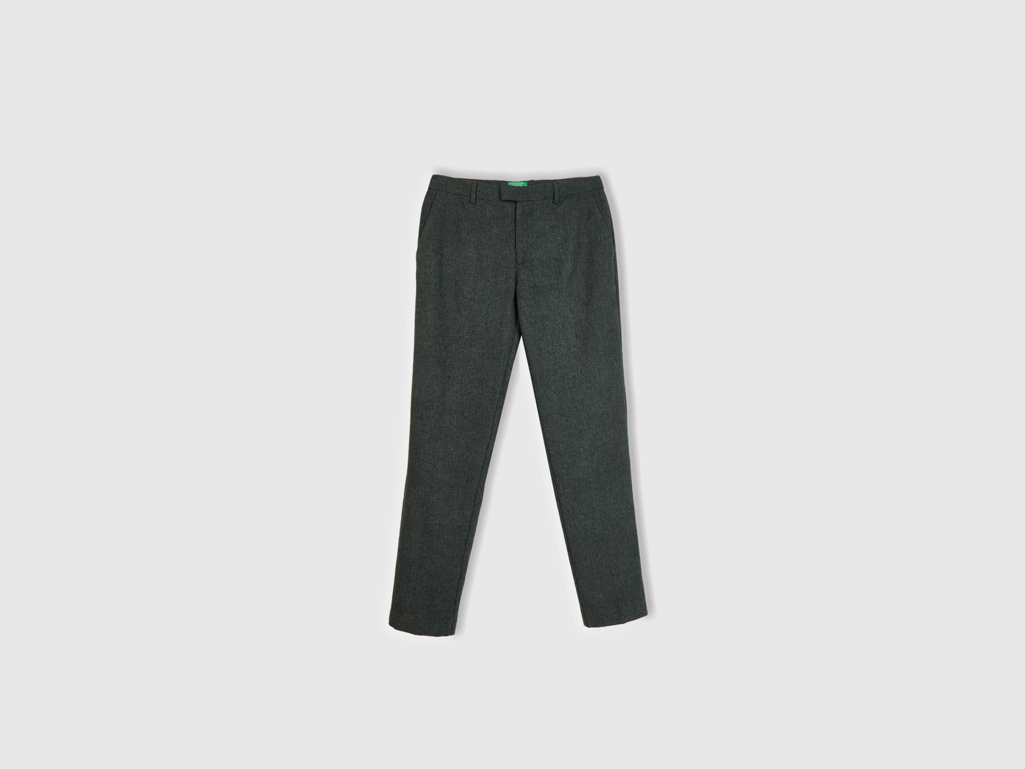  Erkek Antrasit Yün Karışımlı Dar Kesim Pantolon