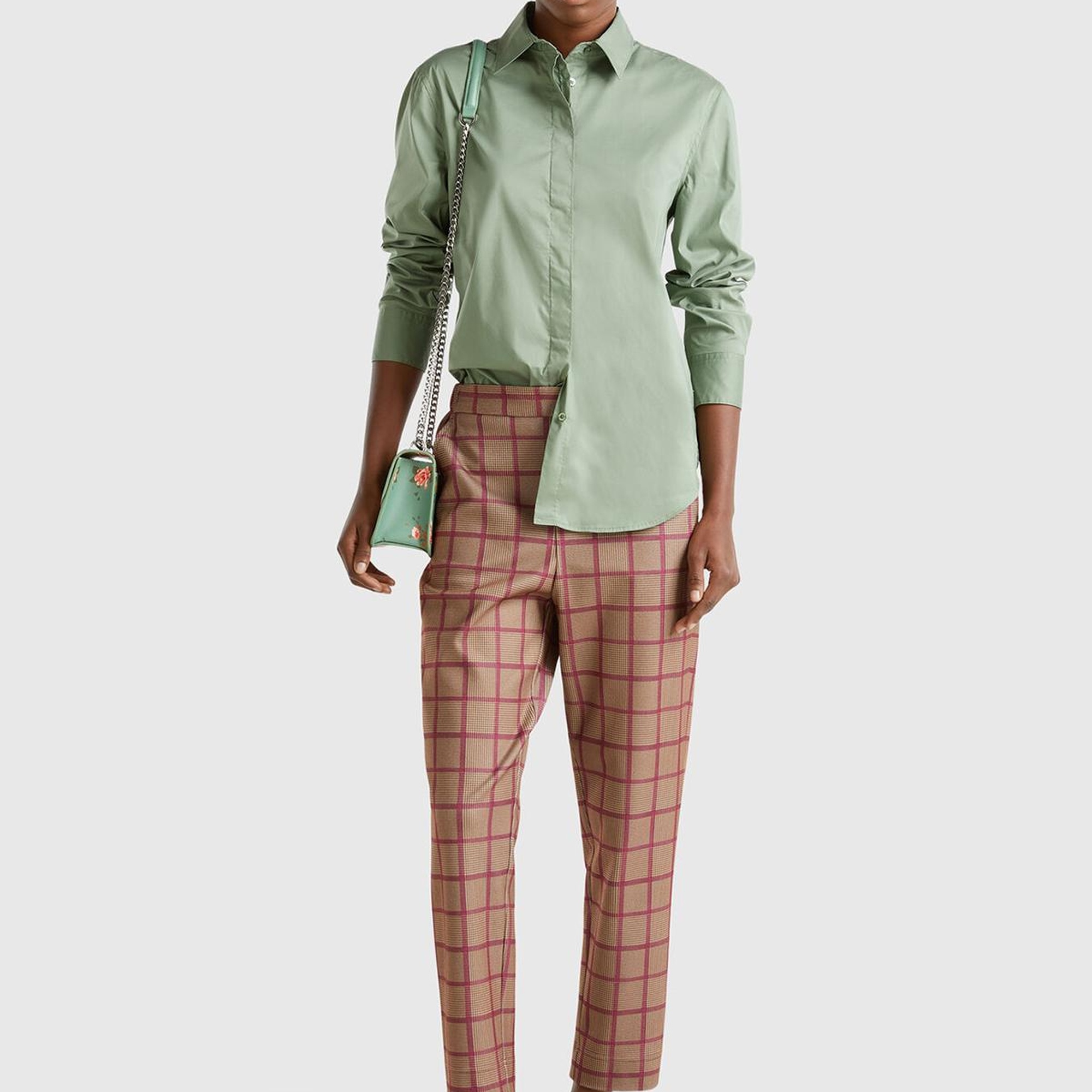 Kadın Kahverengi Viskoz Karışımlı Tamamı Desenli Beli Lastikli Pantolon