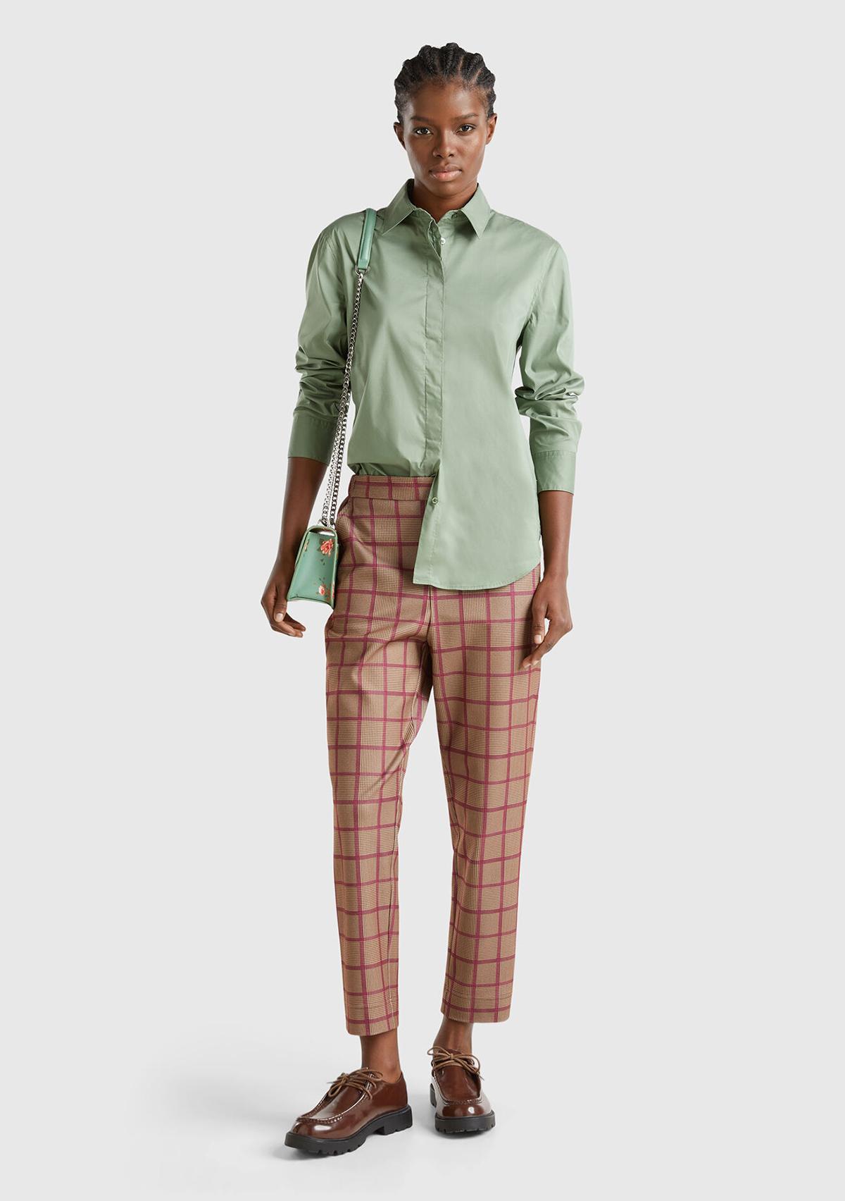  Kadın Kahverengi Viskoz Karışımlı Tamamı Desenli Beli Lastikli Pantolon