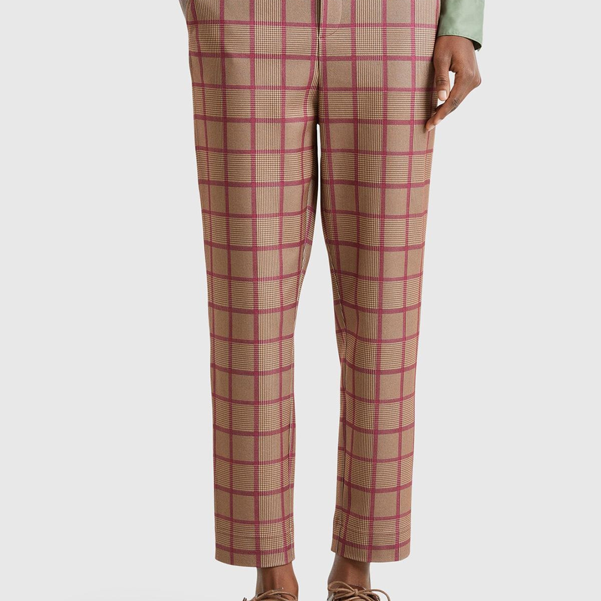 Kadın Kahverengi Viskoz Karışımlı Tamamı Desenli Beli Lastikli Pantolon