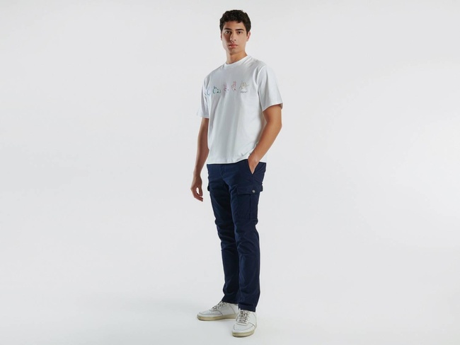  Erkek Lacivert Pamuk Karışımlı Yanları ve Arkası Cep Detaylı Kargo Pantolon