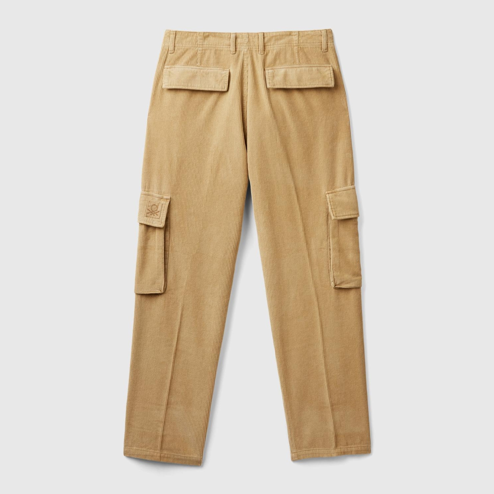Erkek Bej %100 Pamuk Cep Detaylı Düz Paça Kargo Pantolon