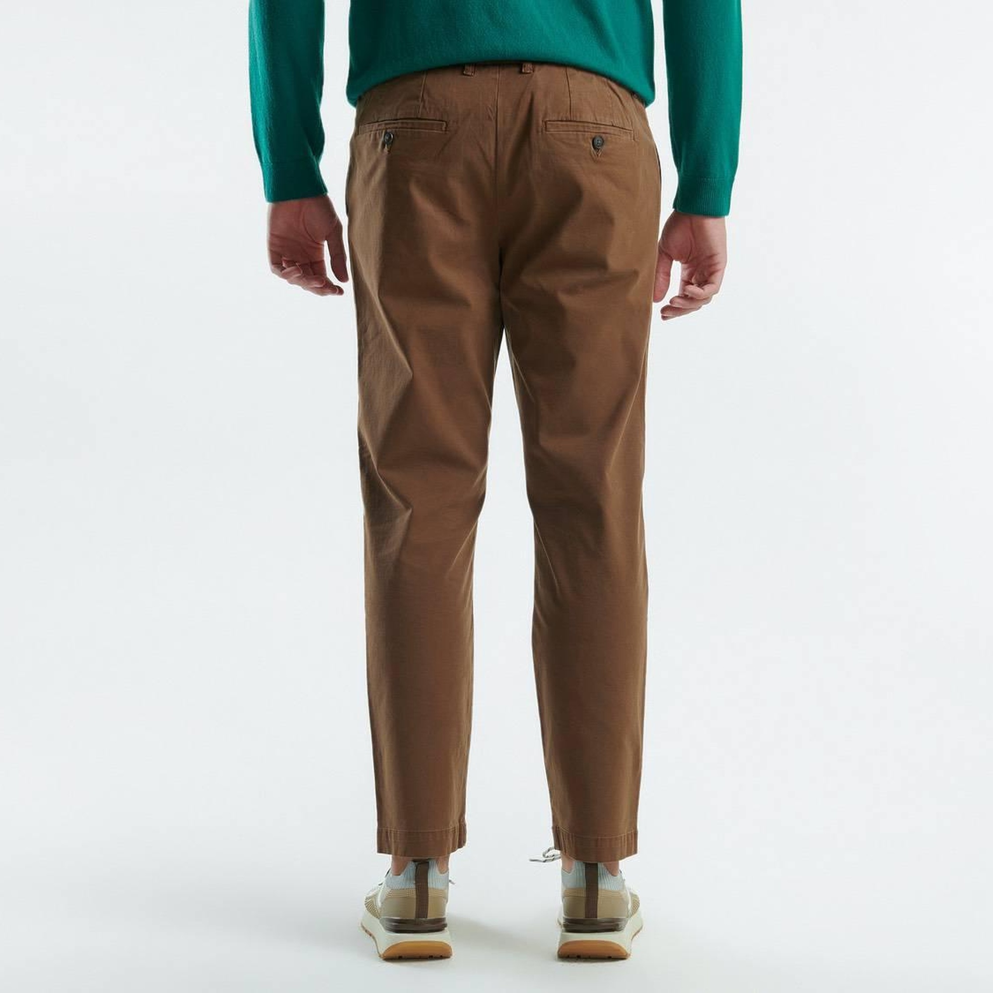 Erkek Kahverengi Pamuk Karışımlı Yanları ve Arkası Cep Detaylı Pantolon