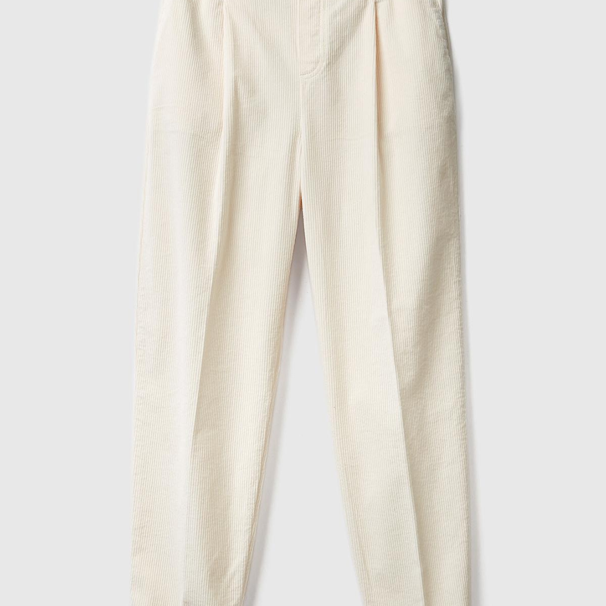 Kadın Krem Beli Lastikli Kadife Pantolon