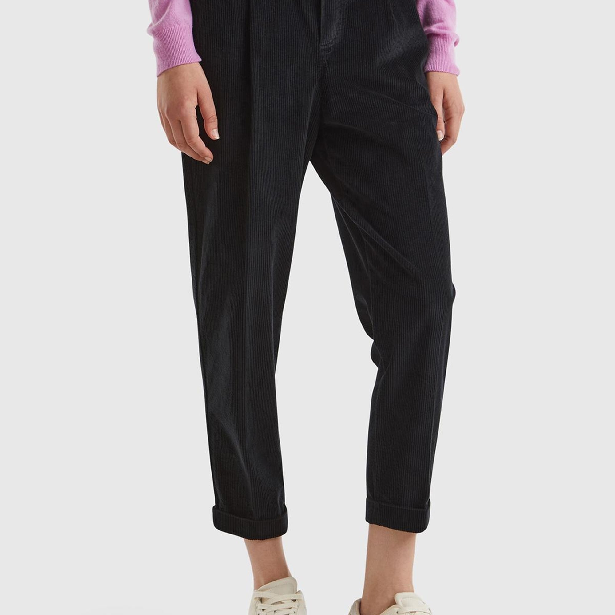 Kadın Siyah Beli Lastikli Kadife Pantolon