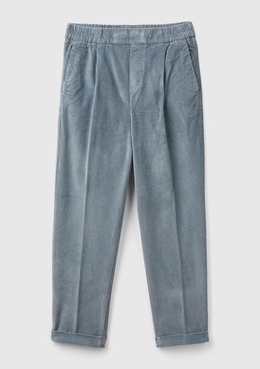  Kadın Gri Beli Lastikli Kadife Pantolon