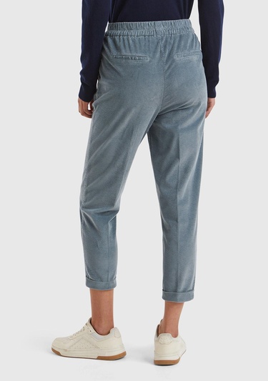  Kadın Gri Beli Lastikli Kadife Pantolon